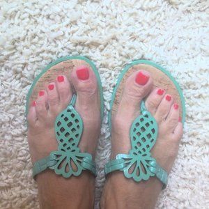 Tommy Bahama teal cork flip flops